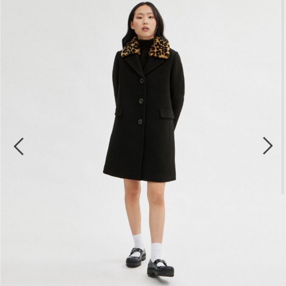 NWOT COACH Wool Coat With Shearling Detachable Leopard Collar